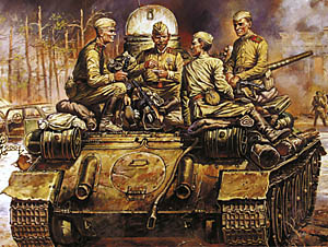 Soviet Infantry at Rest.  WW  II